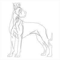 main tiré génial Danois chien contour illustration vecteur