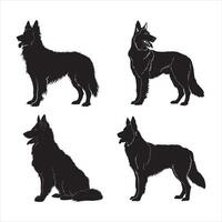 plat illustration de allemand berger chien silhouette vecteur