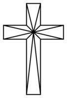 traverser de Christian crucifix. Facile logo icône de Christian symbole de église de Jésus. signe de catholique, religieux et orthodoxe Foi art déco vecteur