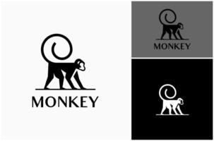 singe singe chimpanzé primate rampant en marchant silhouette moderne logo conception illustration vecteur