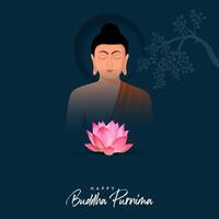 Bouddha purnima, Bouddha jayanti, content vesak journée social médias affiche vecteur