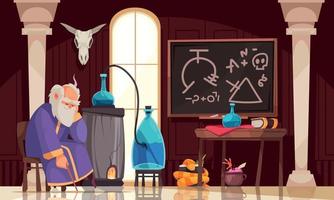illustration d'alchimiste de dessin animé vecteur