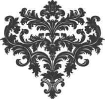 silhouette foyer forme baroque ornement avec filigrane floral élément noir Couleur seulement vecteur