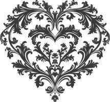 silhouette foyer forme baroque ornement avec filigrane floral élément noir Couleur seulement vecteur