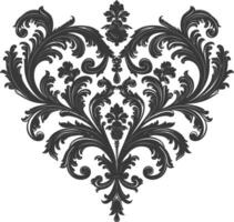 silhouette foyer forme baroque ornement avec filigrane floral élément noir Couleur seulement vecteur