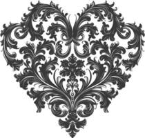 silhouette foyer forme baroque ornement avec filigrane floral élément noir Couleur seulement vecteur