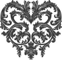 silhouette foyer forme baroque ornement avec filigrane floral élément noir Couleur seulement vecteur