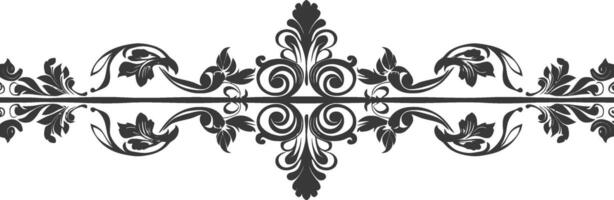 silhouette horizontal ligne diviseur avec baroque ornement noir Couleur seulement vecteur