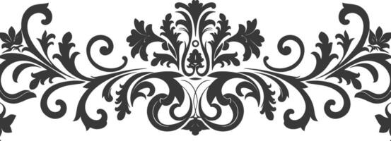 silhouette horizontal ligne diviseur avec baroque ornement noir Couleur seulement vecteur