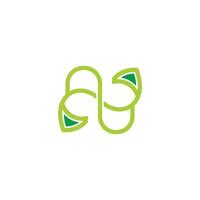 lettre nn Naturel vert feuille des légumes logo vecteur