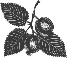 silhouette Noisette fruit noir Couleur seulement vecteur