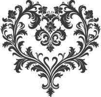 silhouette foyer forme baroque ornement avec filigrane floral élément noir Couleur seulement vecteur