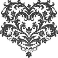 silhouette foyer forme baroque ornement avec filigrane floral élément noir Couleur seulement vecteur