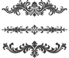 silhouette horizontal ligne diviseur avec baroque ornement noir Couleur seulement vecteur