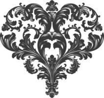 silhouette foyer forme baroque ornement avec filigrane floral élément noir Couleur seulement vecteur