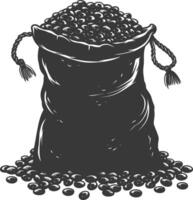 silhouette sac de brut café des haricots noir Couleur seulement vecteur