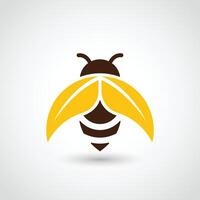 abeille feuille logo conception modèle vecteur