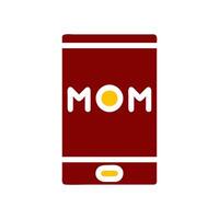 téléphone maman icône solide rouge Jaune Couleur mère journée symbole illustration. vecteur