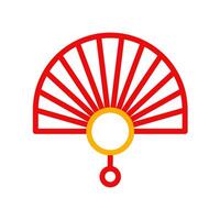 ventilateur icône bicolore rouge Jaune chinois illustration vecteur
