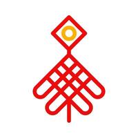 décoration icône bicolore rouge Jaune chinois illustration vecteur