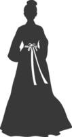 silhouette indépendant coréen femmes portant hanbok noir Couleur seulement vecteur