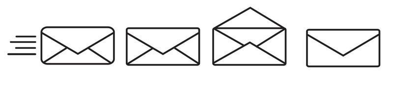 jeu d'icônes de courrier. icône de courrier électronique. symbole d'enveloppe. symbole de message de vecteur