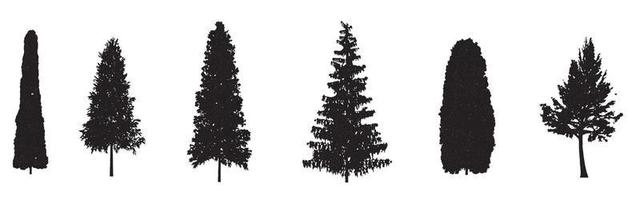 silhouettes d'arbres détaillées - illustration vecteur