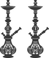 silhouette desarj turc narguilés traditionnel chicha noir Couleur seulement vecteur