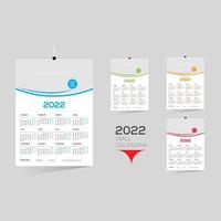 Calendrier mural 4 couleurs 12 mois 2022 vecteur