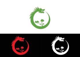modèle d'image vectorielle de conception de logo ou d'icône de dragon bonsaï vecteur