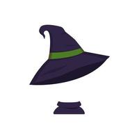 chapeau violet pointu avec ruban vert. élément pour halloween, festival des sorcières et autres décorations vecteur