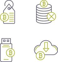 ne pas accepté et bitcoin étiquette étiquette icône vecteur