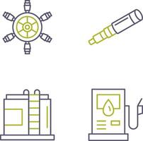 navire roue et binoculaire icône vecteur