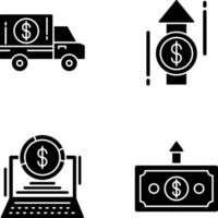 livraison un camion et profit icône vecteur