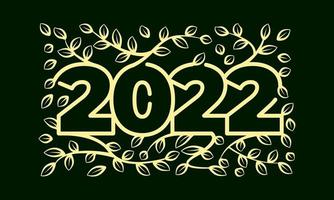 Lignes de bonne année 2022 avec feuille décorative vecteur