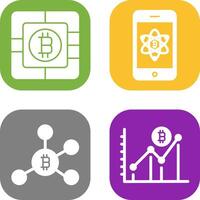 bitcoin puce et mobile icône vecteur