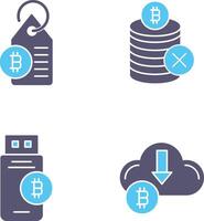 ne pas accepté et bitcoin étiquette étiquette icône vecteur