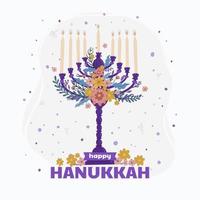 concept floral de la menorah de Hanoucca vecteur