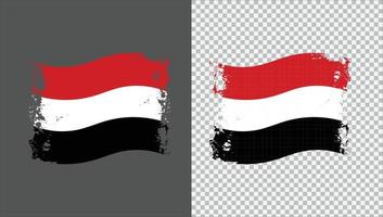 Yémen pays drapeau ondulé grunge brosse impression vecteur