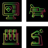 cardiogramme et hôpital lit icône vecteur