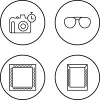 des lunettes et minuteur sur caméra icône vecteur