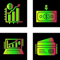 graphique en haut et argent vers le bas icône vecteur