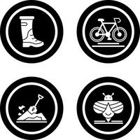 pluie bottes et cyclisme icône vecteur