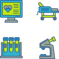 cardiogramme et hôpital lit icône vecteur