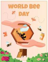 carte de la journée mondiale des abeilles vecteur