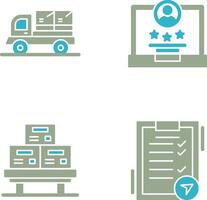 livraison un camion et évaluation icône vecteur