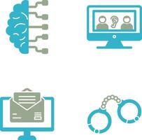 cerveau et écoute icône vecteur