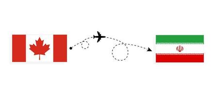 vol et voyage du canada à l'iran par concept de voyage en avion de passagers vecteur