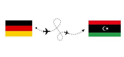 vol et voyage de l'allemagne à la libye par concept de voyage en avion de passagers vecteur