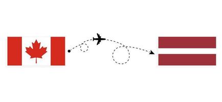 vol et voyage du canada à la lettonie par concept de voyage en avion de passagers vecteur